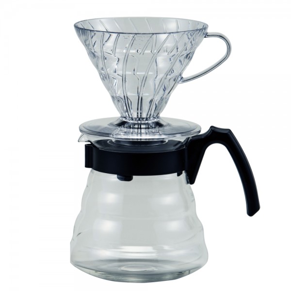 Hario V60 02 Black Coffee Dripper and Glass Server Set